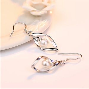 Sterling Silver Faux Pearl Drop Earrings